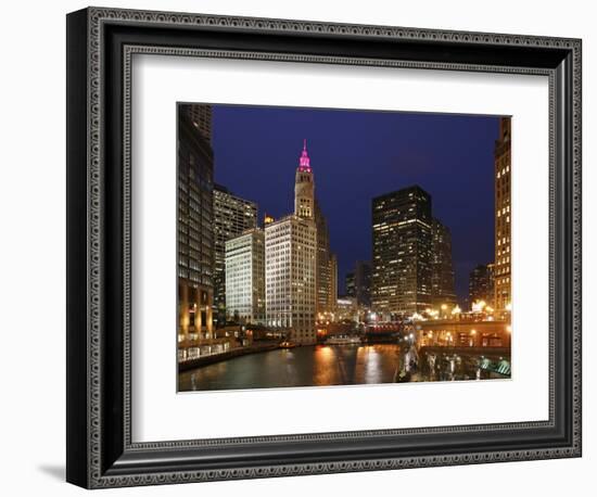 The Wrigley Building in the Loop in Chicago on a Rainy Day, USA-David Bank-Framed Photographic Print