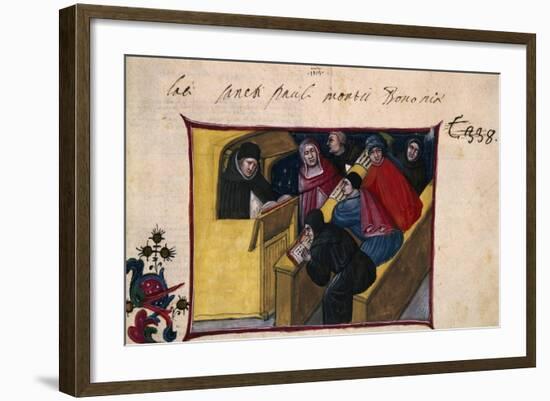 The Writer in the Pulpit with Six Disciples, Miniature from the Summa Casuum Conscientiae-Bartolomeo Da San Concordio-Framed Giclee Print