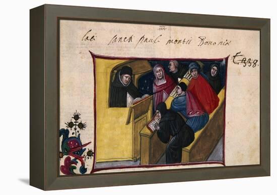 The Writer in the Pulpit with Six Disciples, Miniature from the Summa Casuum Conscientiae-Bartolomeo Da San Concordio-Framed Premier Image Canvas