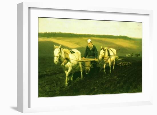 The Writer Lev Nikolaevich Tolstoy Ploughing with Horses, 1889-Ilya Efimovich Repin-Framed Giclee Print