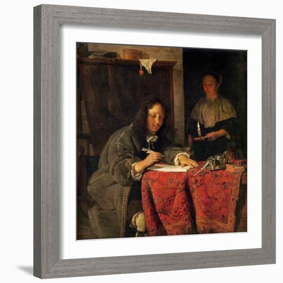 The Writer-Gabriel Metsu-Framed Giclee Print