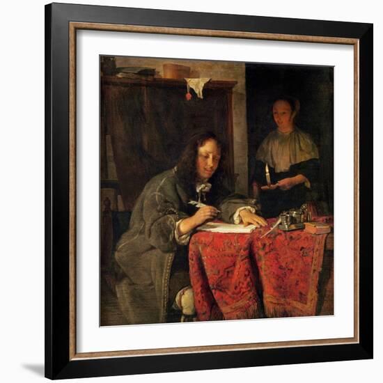 The Writer-Gabriel Metsu-Framed Giclee Print