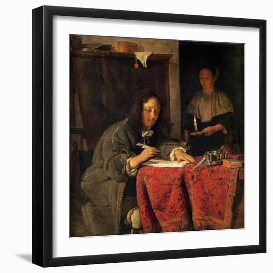 The Writer-Gabriel Metsu-Framed Giclee Print