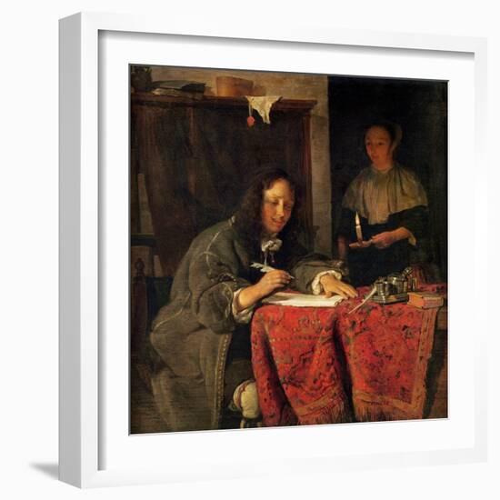 The Writer-Gabriel Metsu-Framed Giclee Print