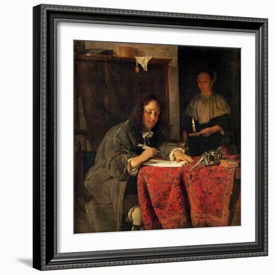 The Writer-Gabriel Metsu-Framed Giclee Print