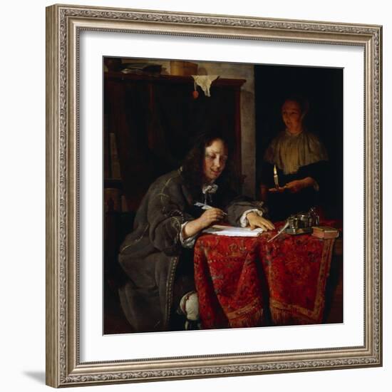 The Writer-Gabriel Metsu-Framed Giclee Print