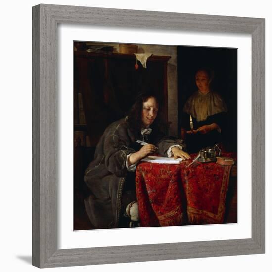 The Writer-Gabriel Metsu-Framed Giclee Print