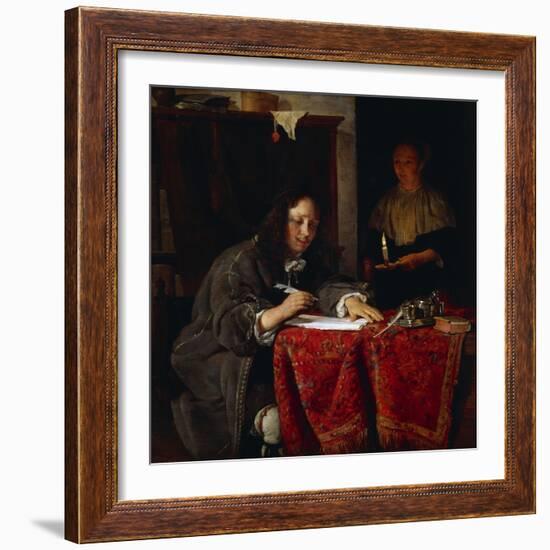 The Writer-Gabriel Metsu-Framed Giclee Print