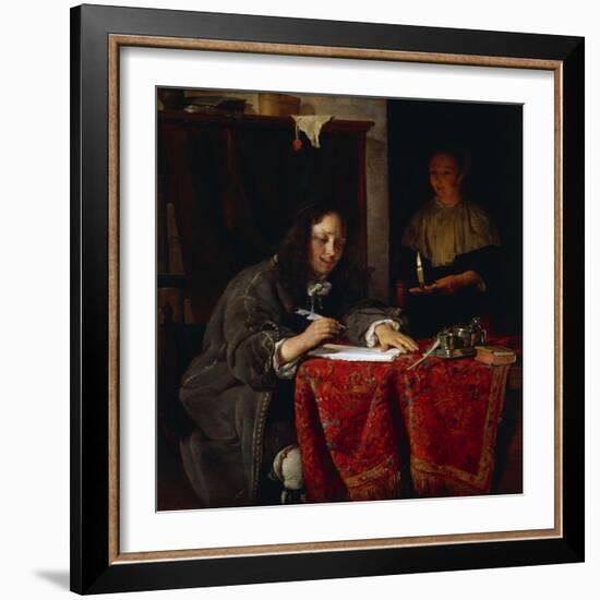 The Writer-Gabriel Metsu-Framed Giclee Print