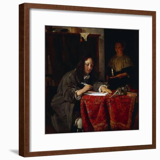 The Writer-Gabriel Metsu-Framed Giclee Print