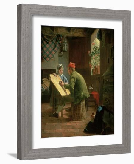 The Writing Lesson, 1855-James Collinson-Framed Giclee Print