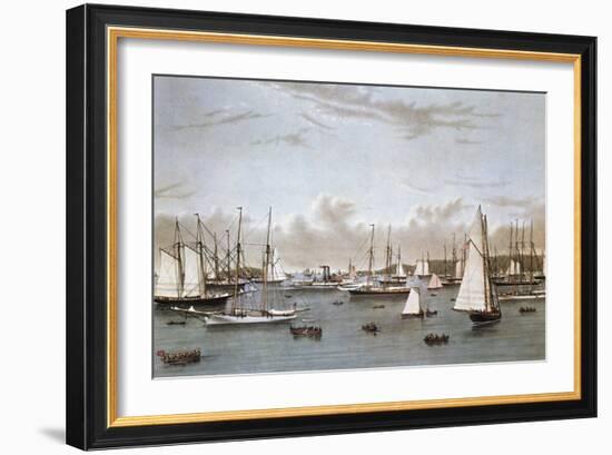 The Yacht Squadron-Currier & Ives-Framed Giclee Print