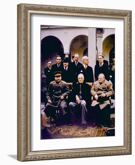 The Yalta Conference, Joseph Stalin, Franklin D. Roosevelt, Winston Churchill, February, 1945-null-Framed Photo