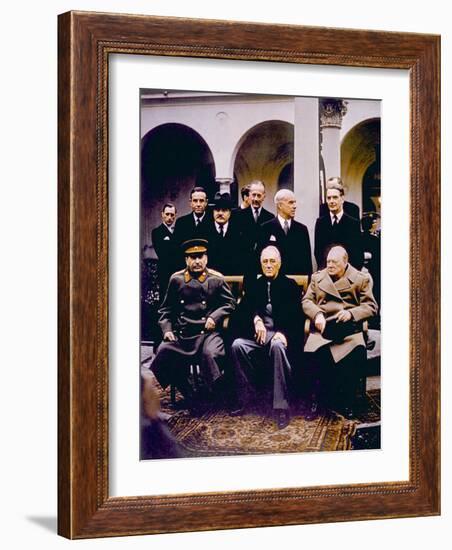 The Yalta Conference, Joseph Stalin, Franklin D. Roosevelt, Winston Churchill, February, 1945-null-Framed Photo