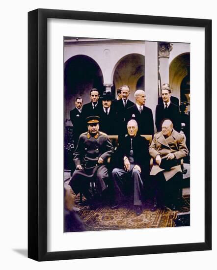 The Yalta Conference, Joseph Stalin, Franklin D. Roosevelt, Winston Churchill, February, 1945--Framed Photo