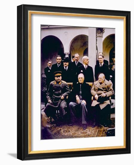 The Yalta Conference, Joseph Stalin, Franklin D. Roosevelt, Winston Churchill, February, 1945-null-Framed Photo