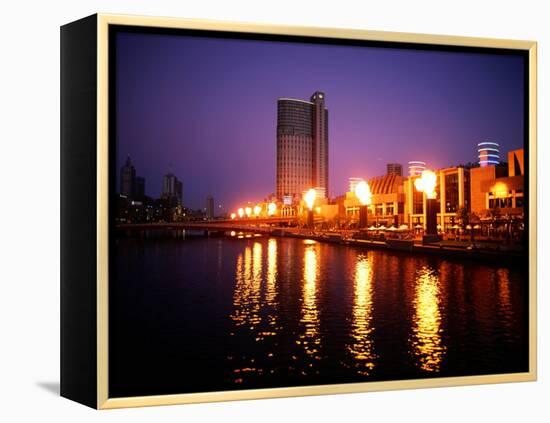 The Yarra River with Fire Displays on Melbourne's Southbank Promenade, Melbourne, Australia-Manfred Gottschalk-Framed Premier Image Canvas