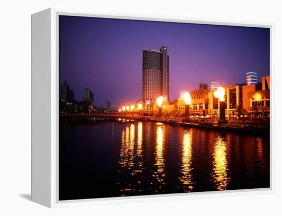 The Yarra River with Fire Displays on Melbourne's Southbank Promenade, Melbourne, Australia-Manfred Gottschalk-Framed Premier Image Canvas