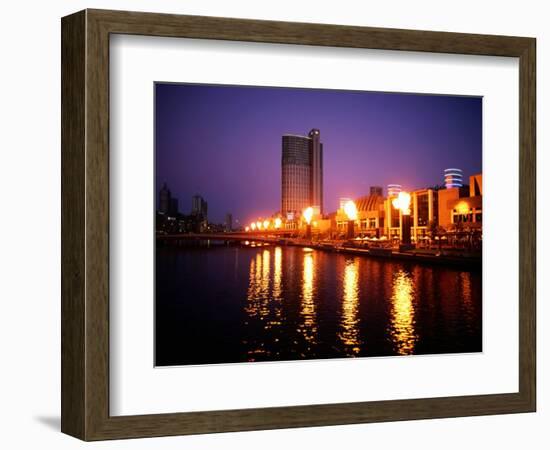 The Yarra River with Fire Displays on Melbourne's Southbank Promenade, Melbourne, Australia-Manfred Gottschalk-Framed Photographic Print