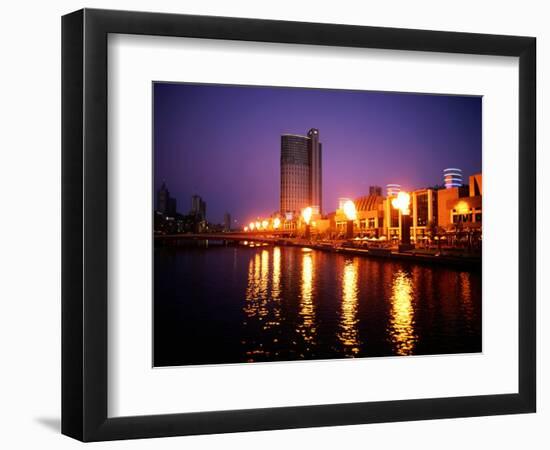 The Yarra River with Fire Displays on Melbourne's Southbank Promenade, Melbourne, Australia-Manfred Gottschalk-Framed Photographic Print