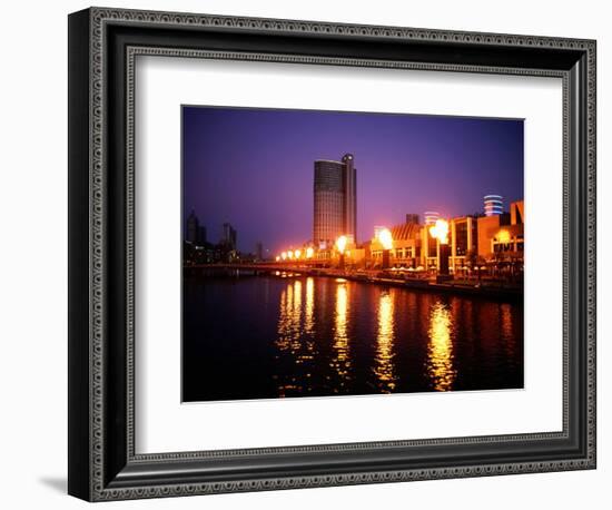 The Yarra River with Fire Displays on Melbourne's Southbank Promenade, Melbourne, Australia-Manfred Gottschalk-Framed Photographic Print