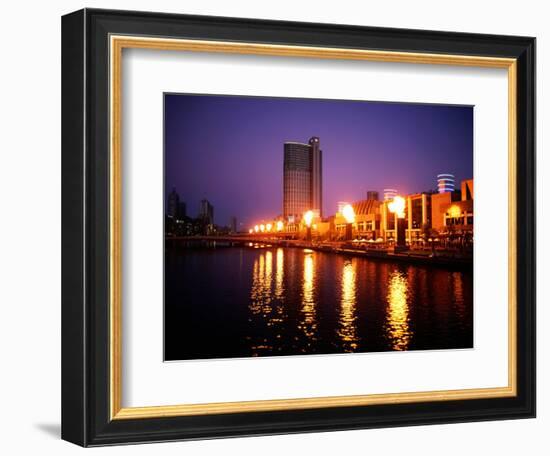 The Yarra River with Fire Displays on Melbourne's Southbank Promenade, Melbourne, Australia-Manfred Gottschalk-Framed Photographic Print