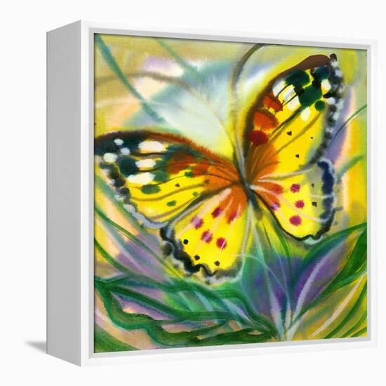 The Yellow-Red Butterfly In Flight-balaikin2009-Framed Stretched Canvas