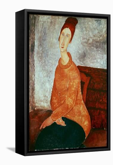 The yellow sweater,1918-1919 Canvas.-Amedeo Modigliani-Framed Premier Image Canvas