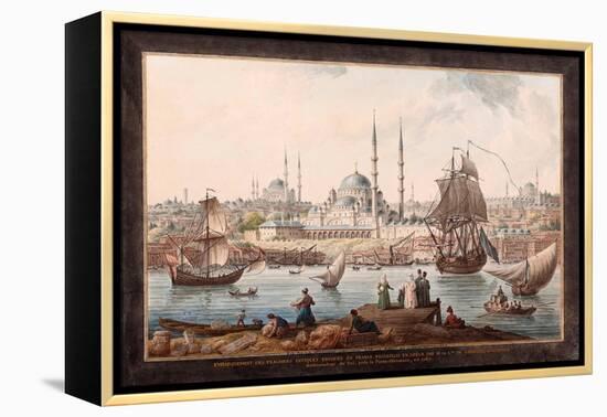 The Yeni Cami And the Port of Istanbul-Jean-Baptiste Hilair-Framed Premier Image Canvas