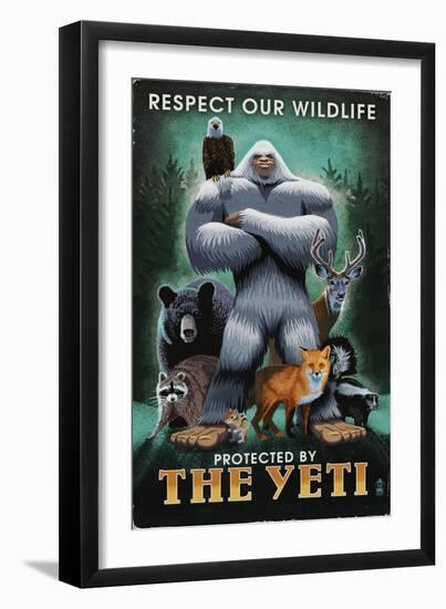 The Yeti and Wildlife-Lantern Press-Framed Art Print