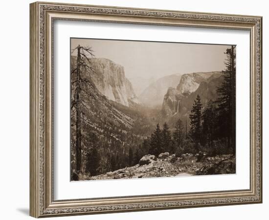 The Yosemite Valley from Inspiration Pt. Mariposa Trail, 1865-1866-Carleton Watkins-Framed Art Print