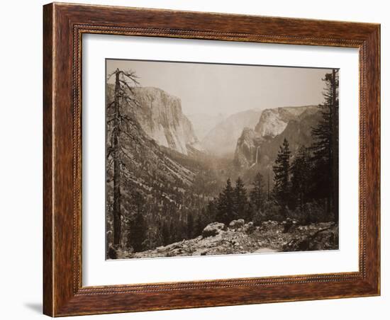 The Yosemite Valley from Inspiration Pt. Mariposa Trail, 1865-1866-Carleton Watkins-Framed Art Print