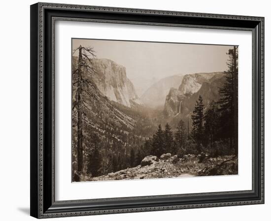 The Yosemite Valley from Inspiration Pt. Mariposa Trail, 1865-1866-Carleton Watkins-Framed Art Print