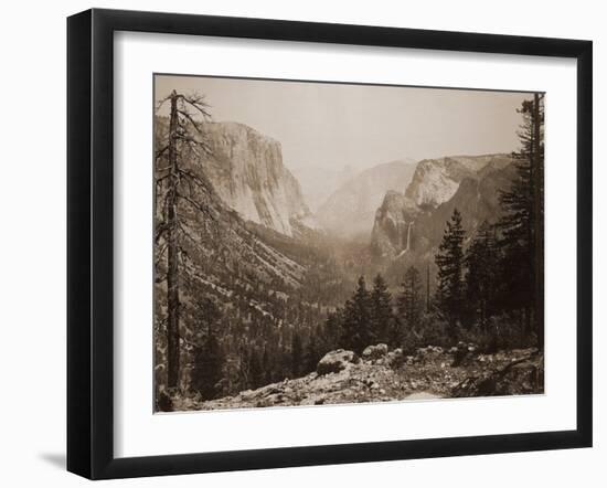 The Yosemite Valley from Inspiration Pt. Mariposa Trail, 1865-1866-Carleton Watkins-Framed Art Print