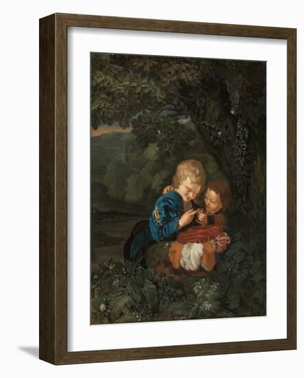 The Young Bird Catchers (Oil on Panel)-Eglon Hendrick van der Neer-Framed Giclee Print