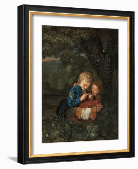 The Young Bird Catchers (Oil on Panel)-Eglon Hendrick van der Neer-Framed Giclee Print