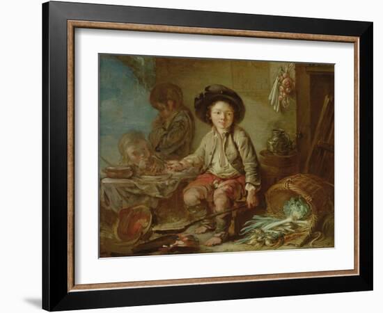 The Young Chimney Sweep's Dinner (Oil on Canvas)-French School-Framed Giclee Print