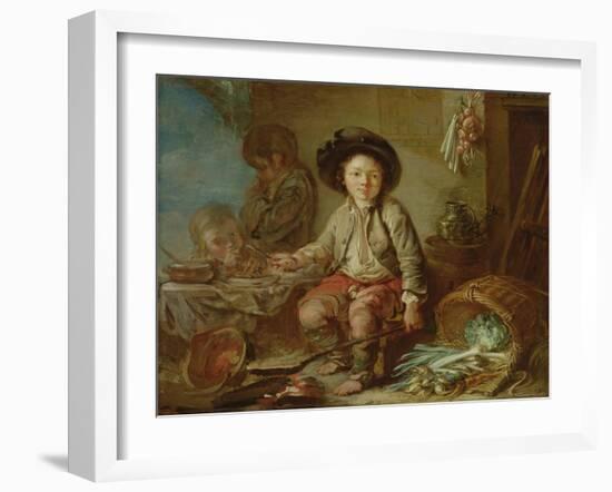 The Young Chimney Sweep's Dinner (Oil on Canvas)-French School-Framed Giclee Print