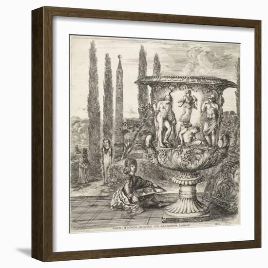 The Young Cosimo III de Medici drawing the Medici vase, 1656-Stefano Della Bella-Framed Giclee Print