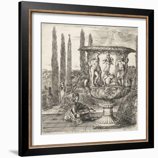 The Young Cosimo III de Medici drawing the Medici vase, 1656-Stefano Della Bella-Framed Giclee Print