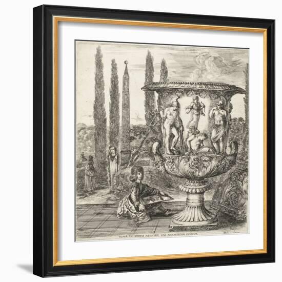 The Young Cosimo III de Medici drawing the Medici vase, 1656-Stefano Della Bella-Framed Giclee Print