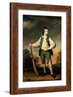 The Young Cricketer: Portrait of Lewis Cage, Full-Length, in a Green Waistcoat and Breeches-Francis Cotes-Framed Giclee Print