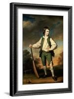The Young Cricketer: Portrait of Lewis Cage, Full-Length, in a Green Waistcoat and Breeches-Francis Cotes-Framed Giclee Print