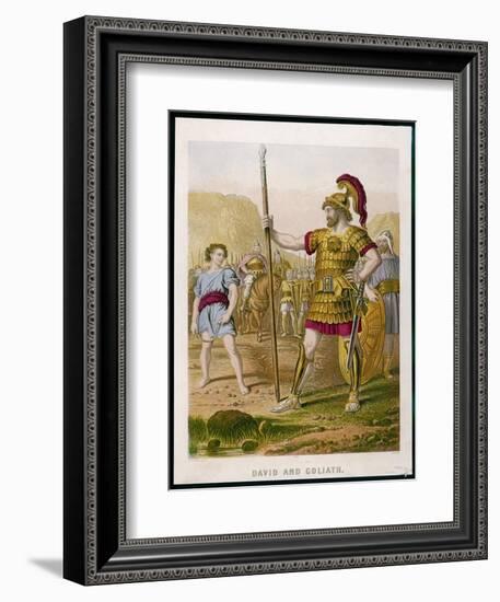 The Young David Challenges the Mighty Goliath-null-Framed Art Print