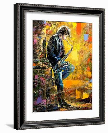 The Young Guy Playing A Saxophone-balaikin2009-Framed Art Print