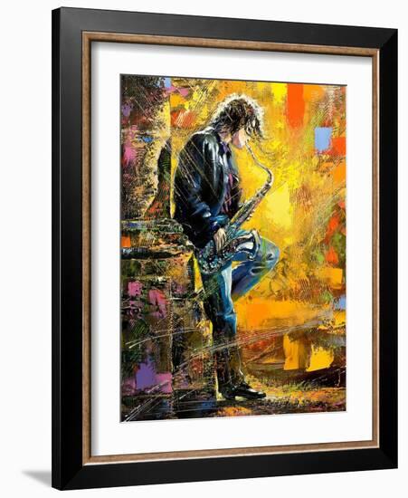 The Young Guy Playing A Saxophone-balaikin2009-Framed Premium Giclee Print