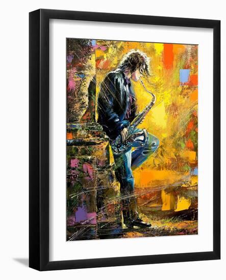 The Young Guy Playing A Saxophone-balaikin2009-Framed Premium Giclee Print