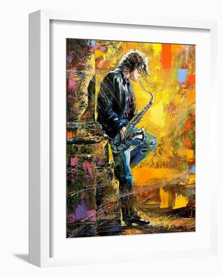 The Young Guy Playing A Saxophone-balaikin2009-Framed Premium Giclee Print