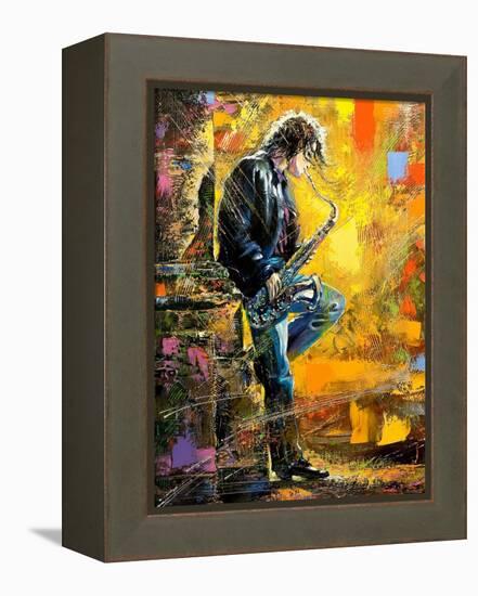 The Young Guy Playing A Saxophone-balaikin2009-Framed Stretched Canvas