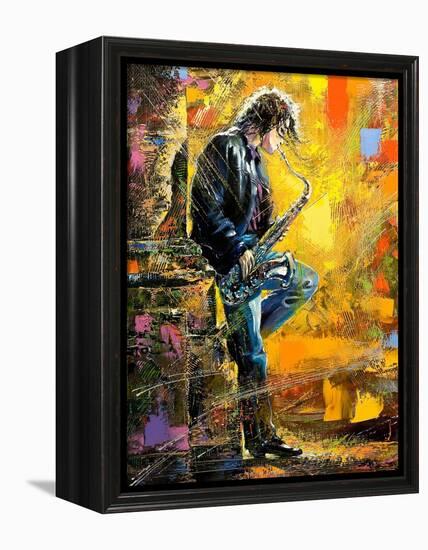 The Young Guy Playing A Saxophone-balaikin2009-Framed Stretched Canvas